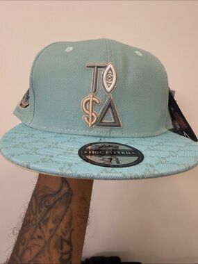 TISA VIZION Blue Fitted Cap with Embroidered Design